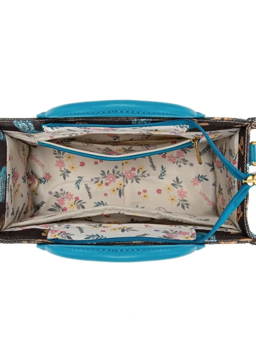 Wrangler Western Cowboy Print Tote Bag Coffee - Picture 3 of 8